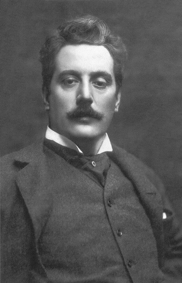 Portrait of Giacomo Puccini (public domain, Wikimedia Commons)
